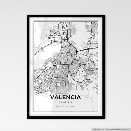 Valencia Venezuela - Scandinavian Style City Map for Modern Home Decor