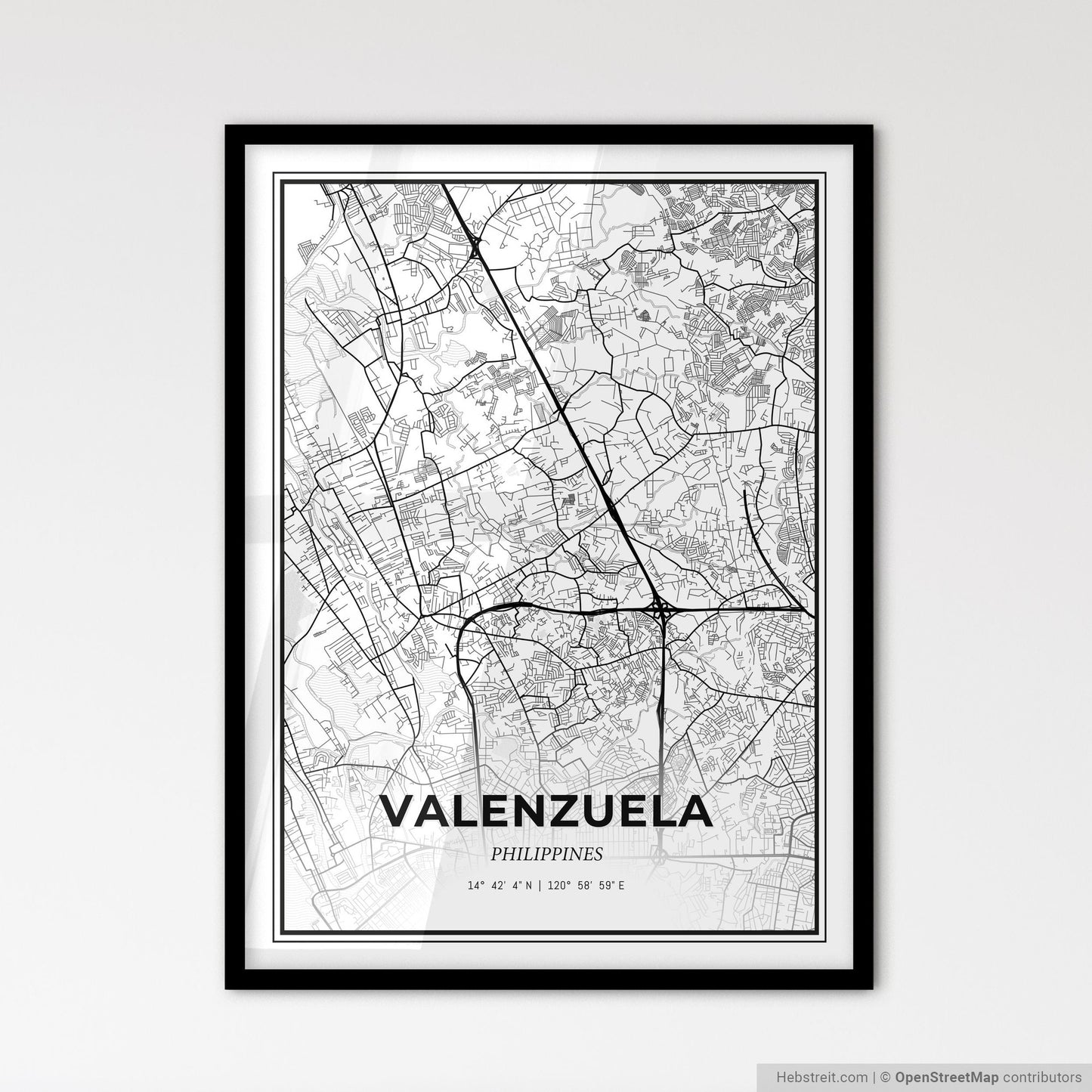 Valenzuela Philippines - Scandinavian Style City Map for Modern Home Decor