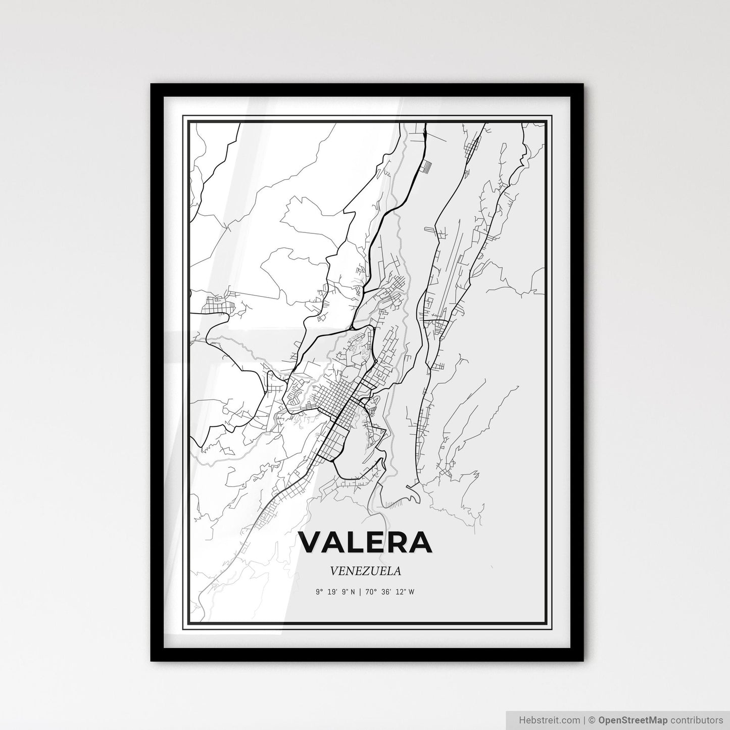 Valera Venezuela - Scandinavian Style City Map for Modern Home Decor
