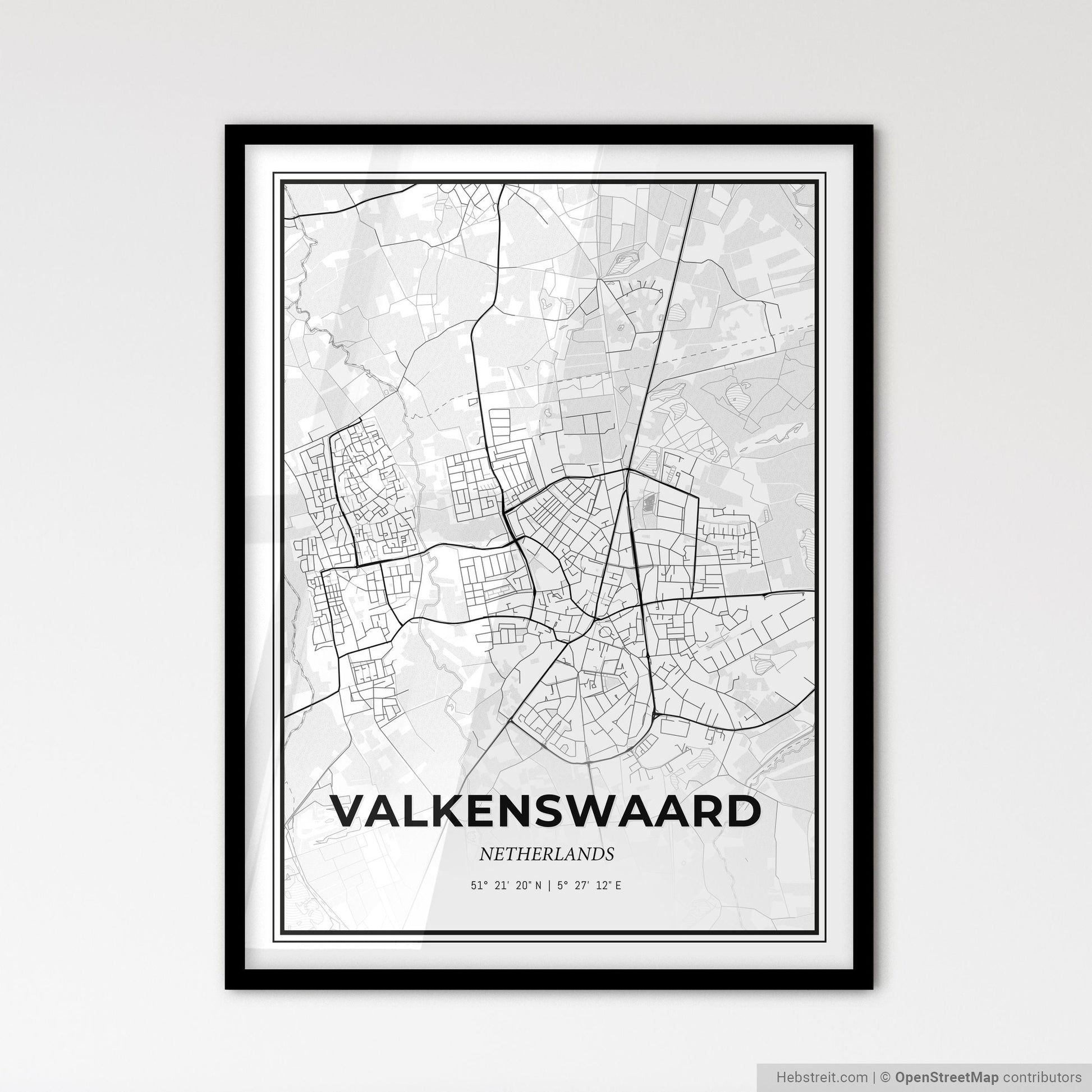 Valkenswaard Netherlands - Scandinavian Style City Map for Modern Home Decor