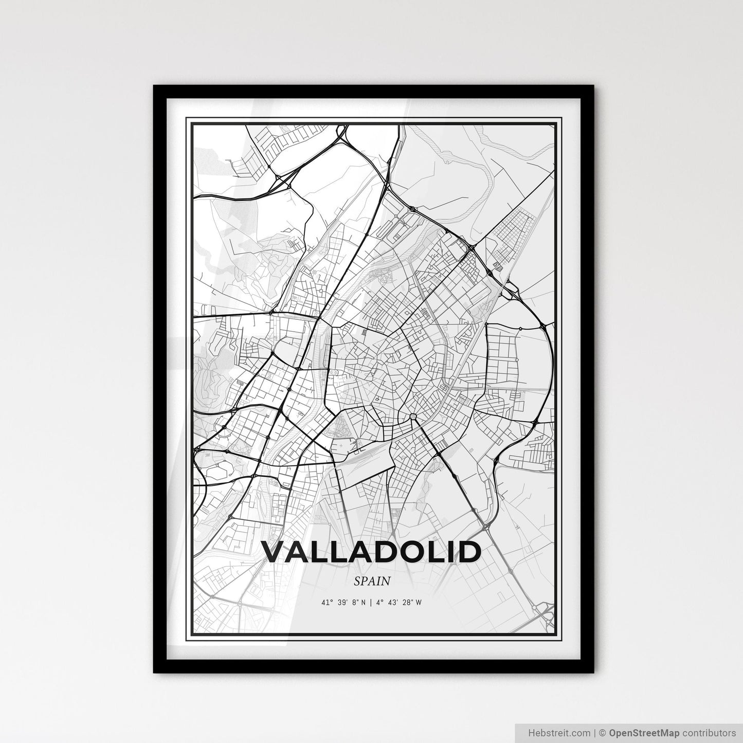Valladolid Spain - Scandinavian Style City Map for Modern Home Decor