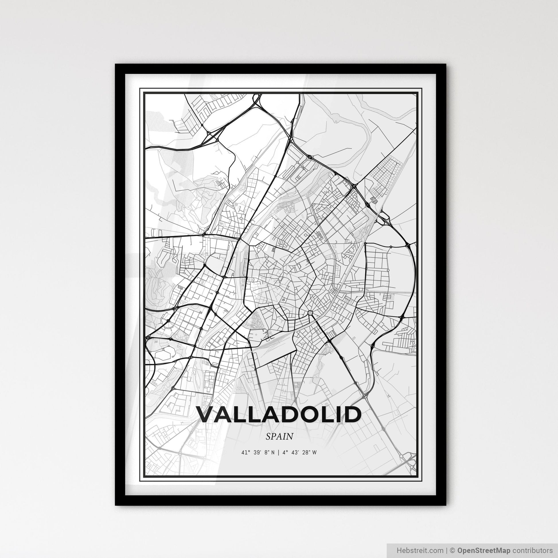 Valladolid Spain - Scandinavian Style City Map for Modern Home Decor
