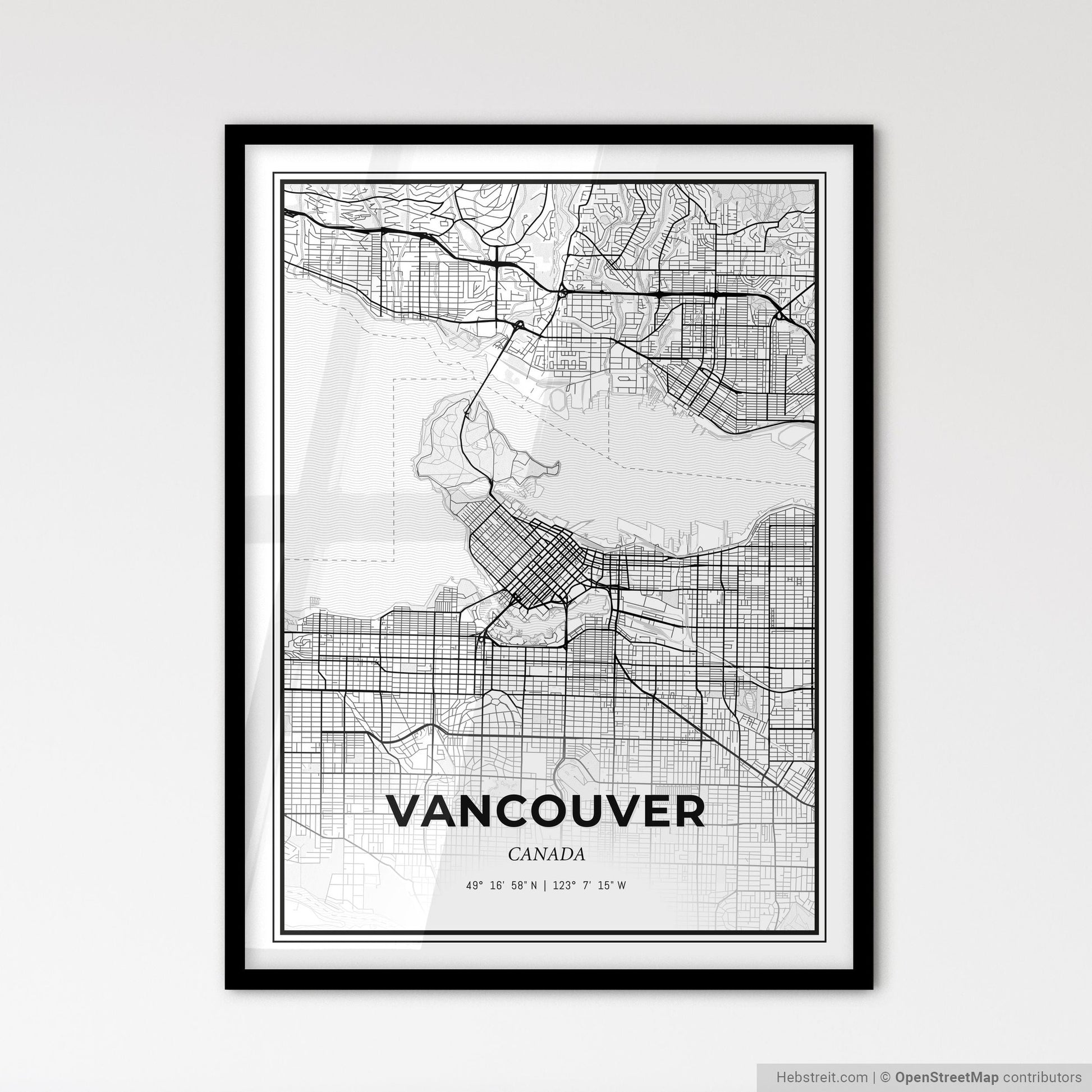 Vancouver Canada - Scandinavian Style City Map for Modern Home Decor