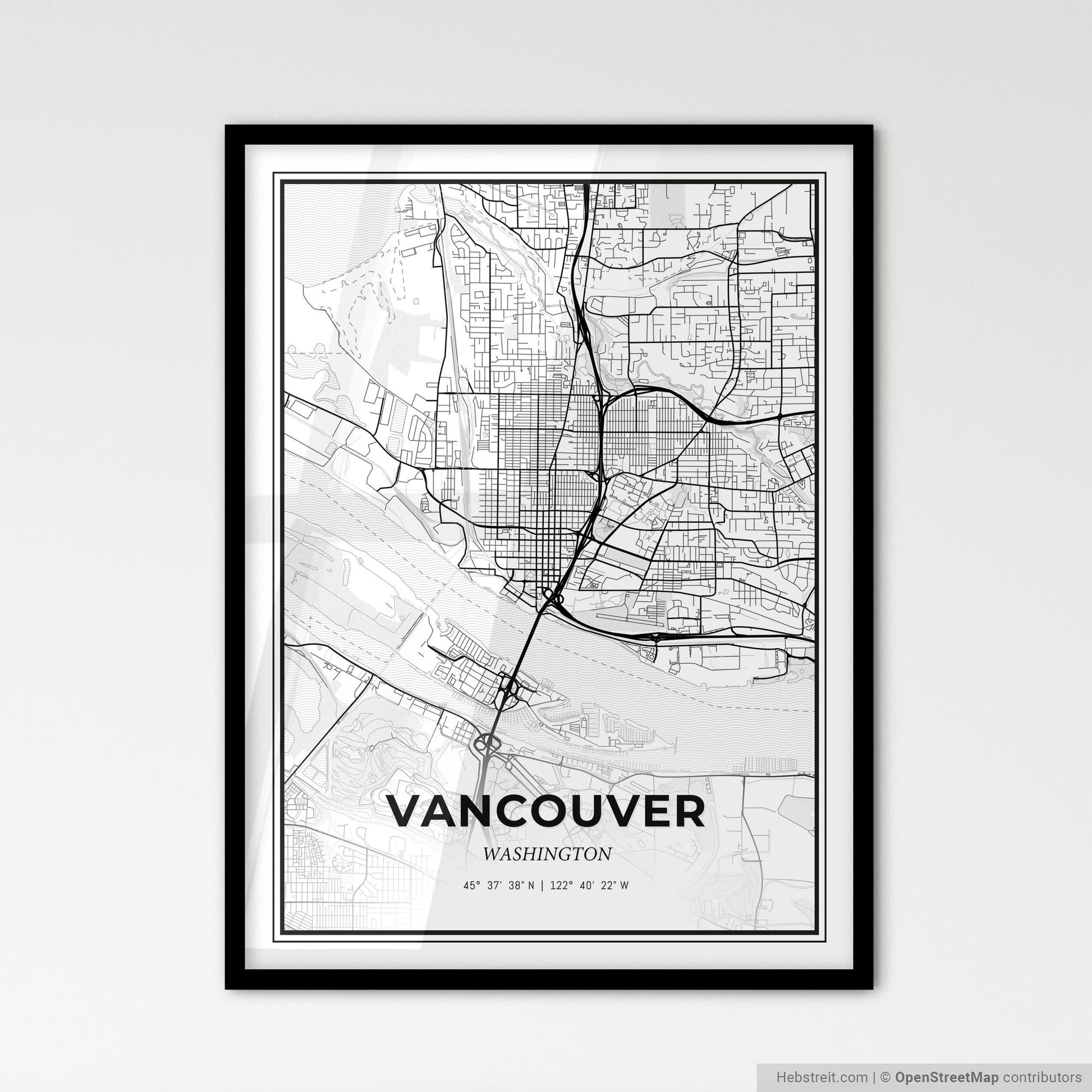 Vancouver Washington - Scandinavian Style City Map for Modern Home Decor