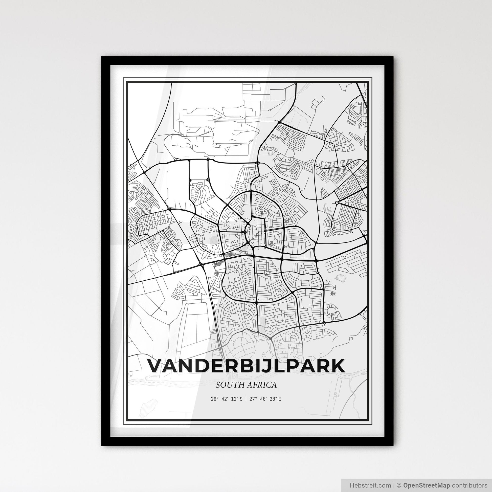 Vanderbijlpark South Africa - Scandinavian Style City Map for Modern Home Decor