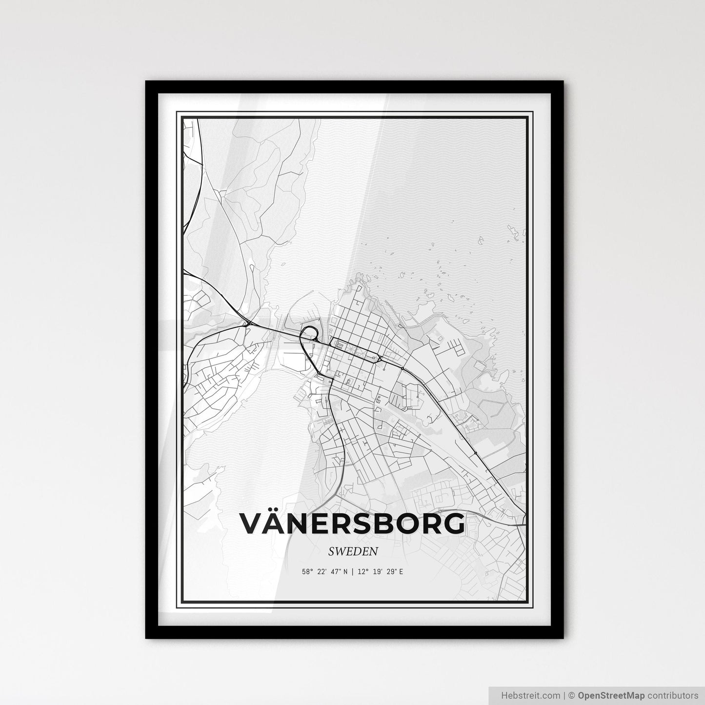 Vänersborg Sweden - Scandinavian Style City Map for Modern Home Decor