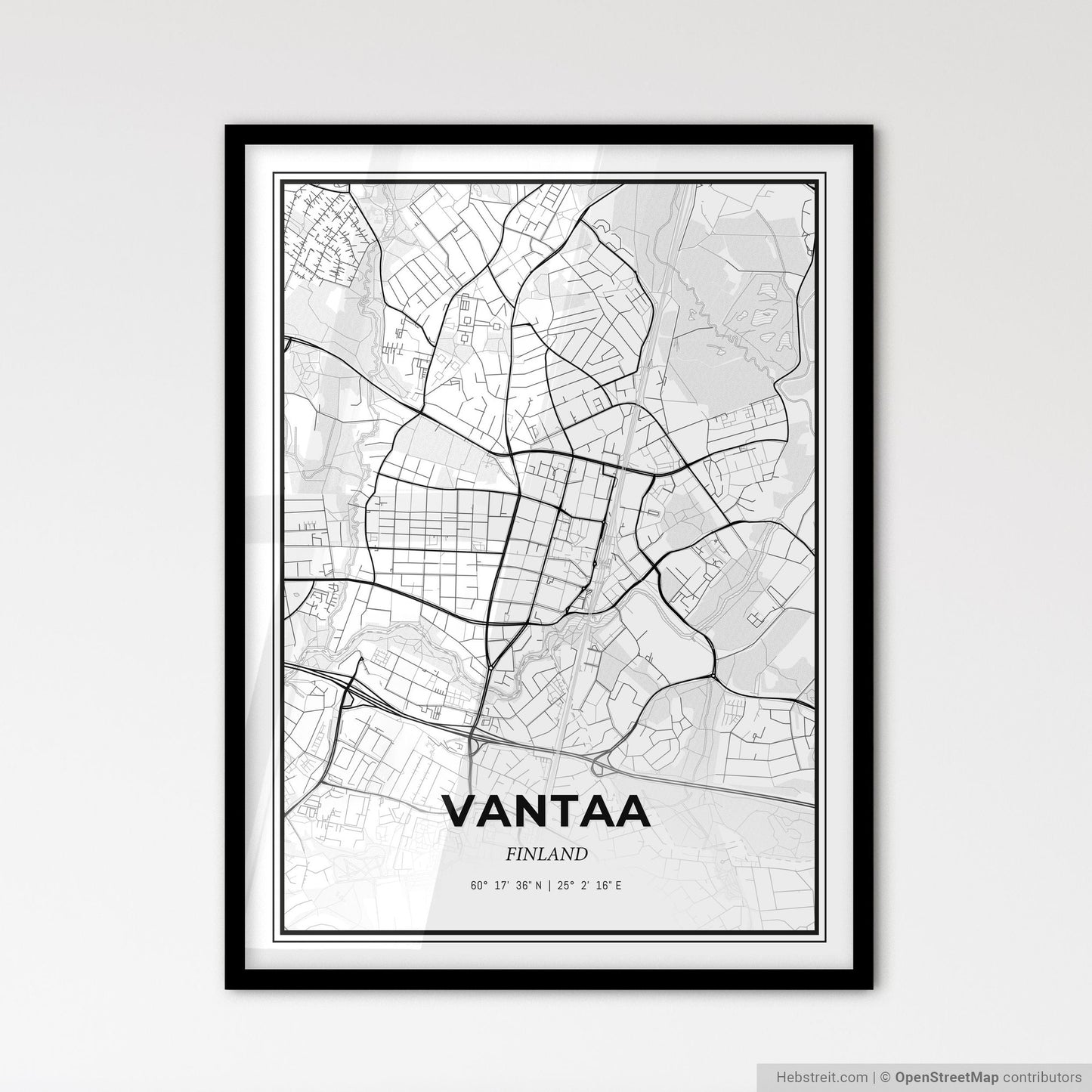 Vantaa Finland - Scandinavian Style City Map for Modern Home Decor