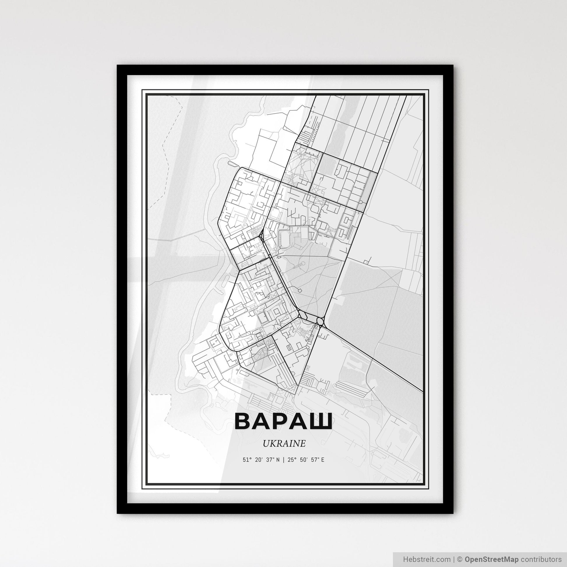 Varash Ukraine - Scandinavian Style City Map for Modern Home Decor