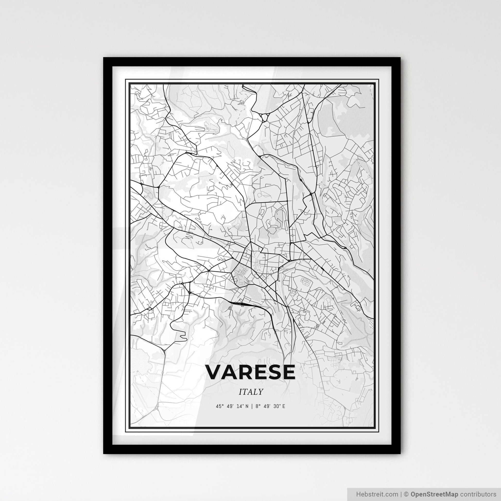 Varese Italy - Scandinavian Style City Map for Modern Home Decor