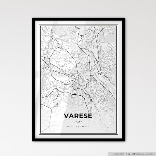 Varese Italy - Scandinavian Style City Map for Modern Home Decor