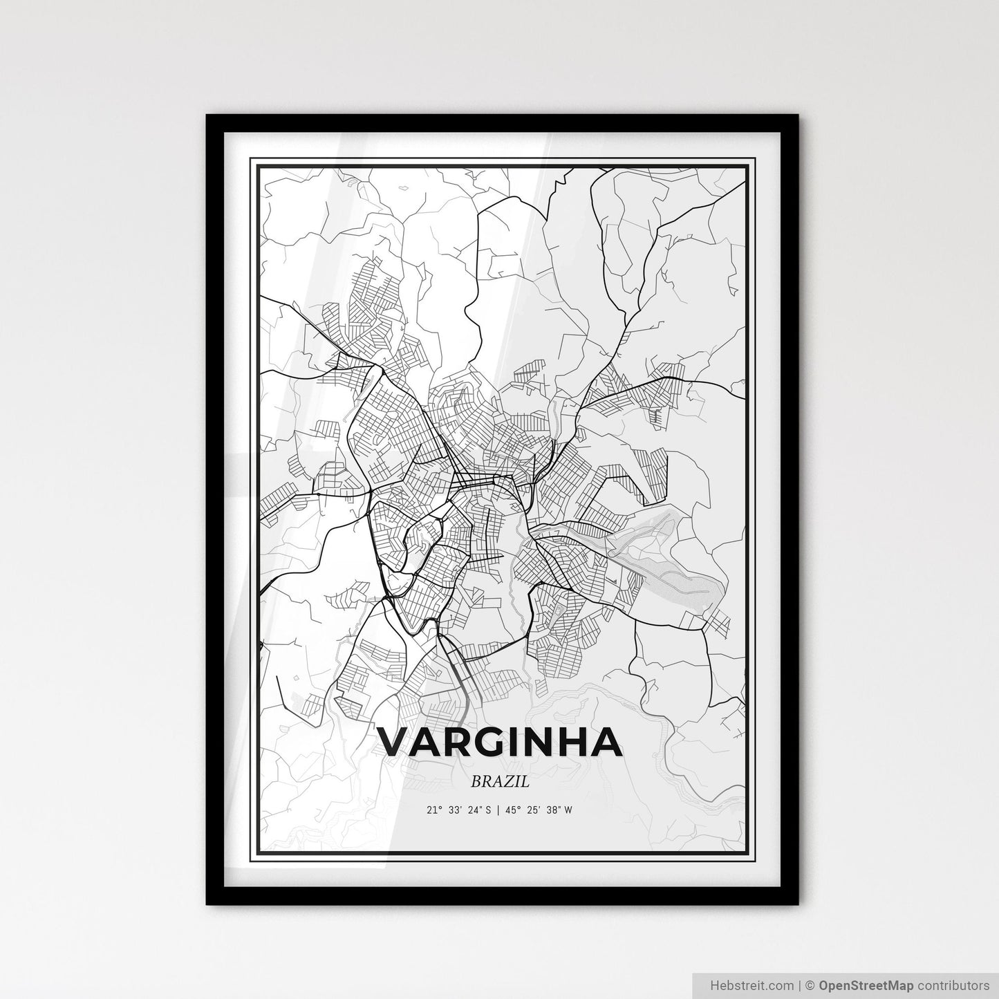 Varginha Brazil - Scandinavian Style City Map for Modern Home Decor