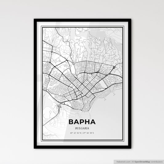 Varna Bulgaria - Scandinavian Style City Map for Modern Home Decor