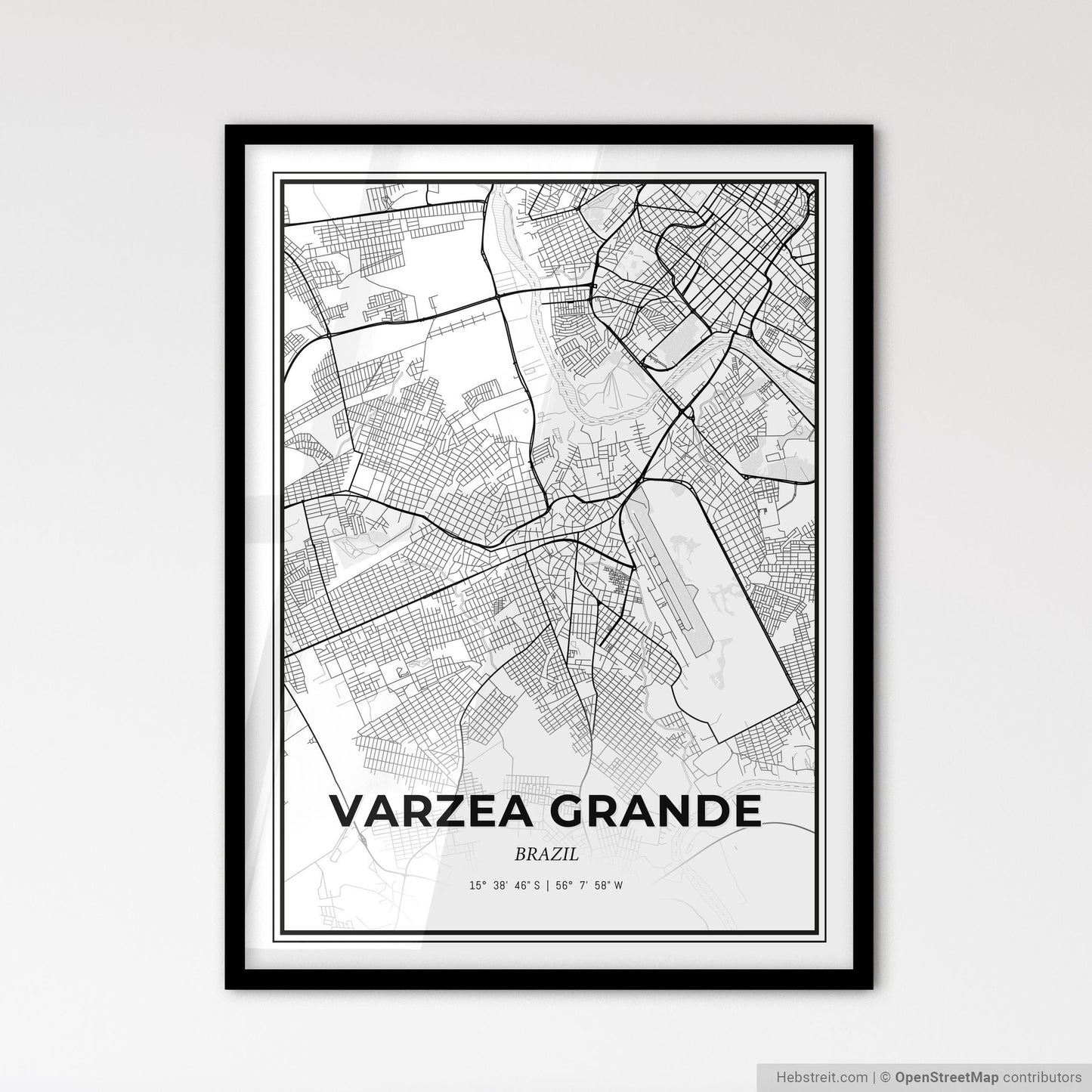 Varzea Grande Brazil - Scandinavian Style City Map for Modern Home Decor