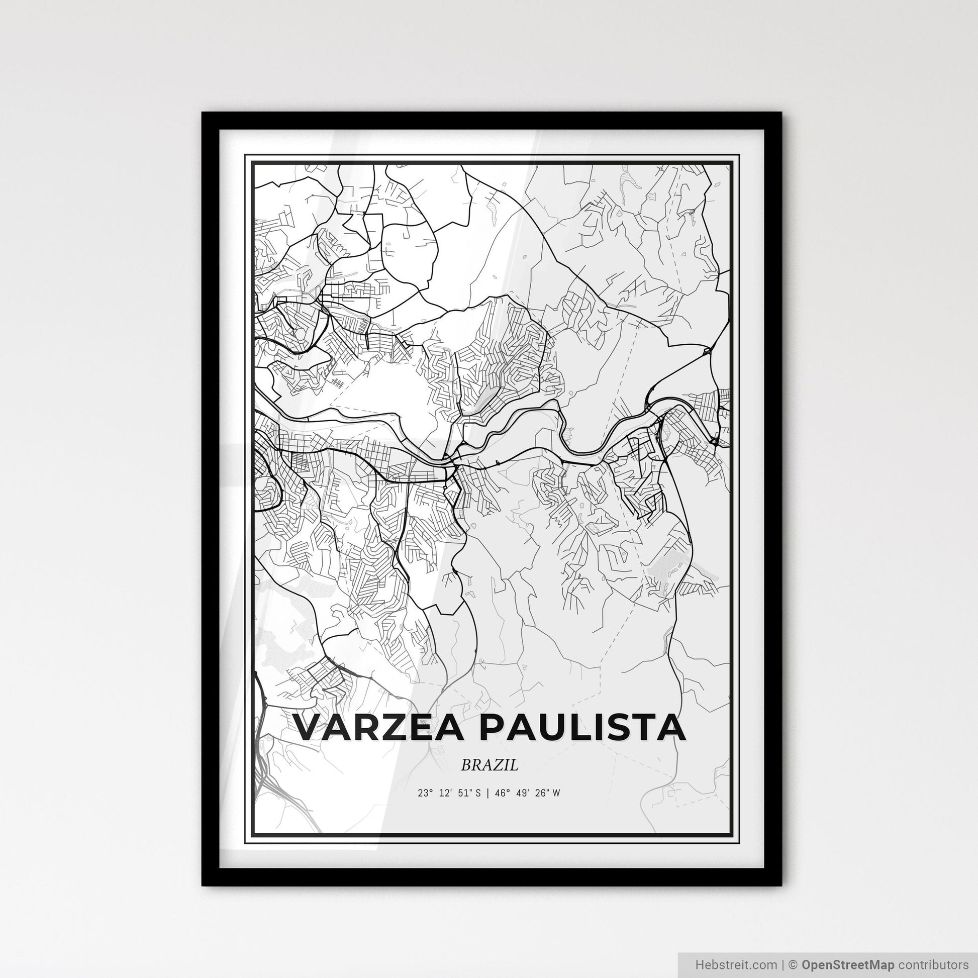 Varzea Paulista Brazil - Scandinavian Style City Map for Modern Home Decor