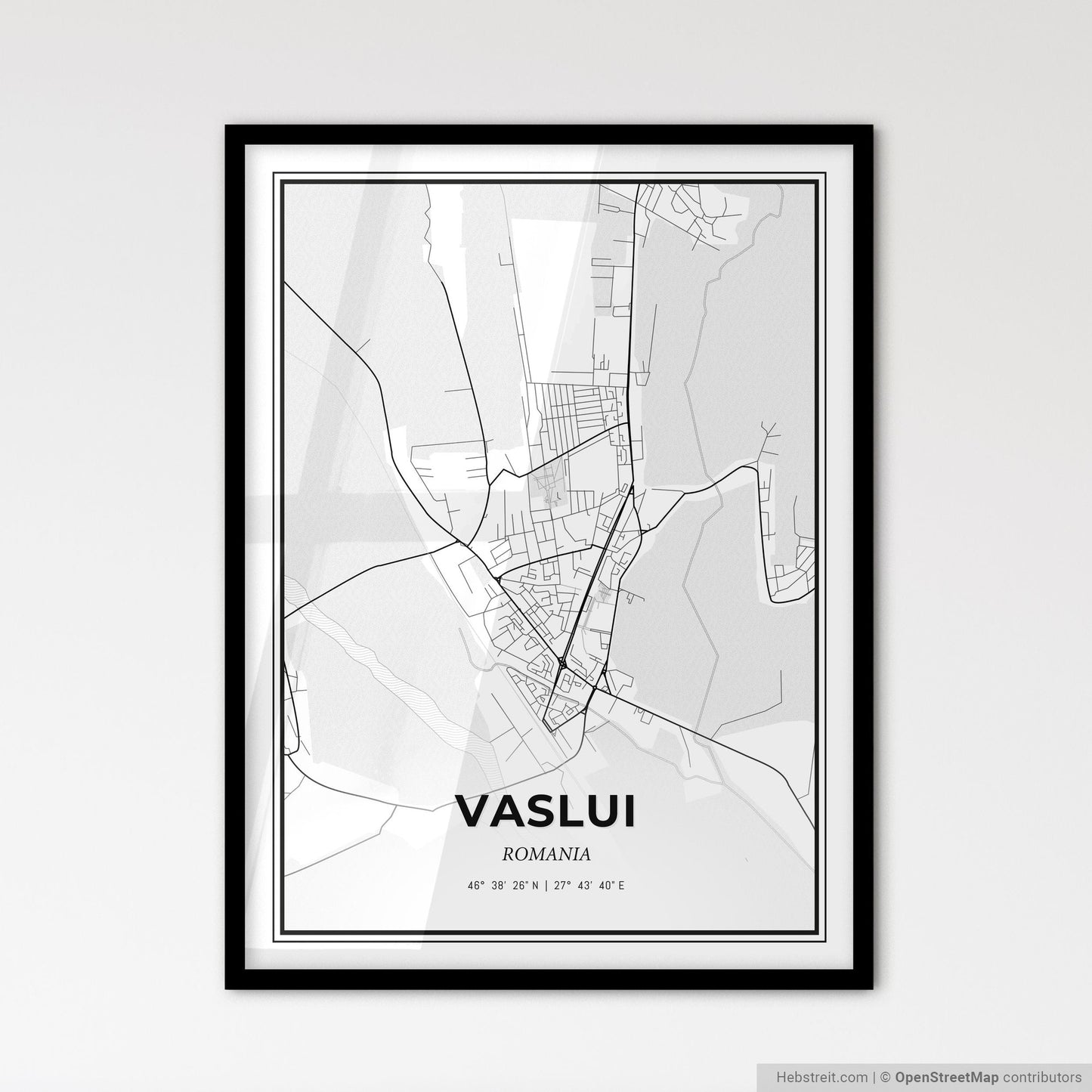 Vaslui Romania - Scandinavian Style City Map for Modern Home Decor