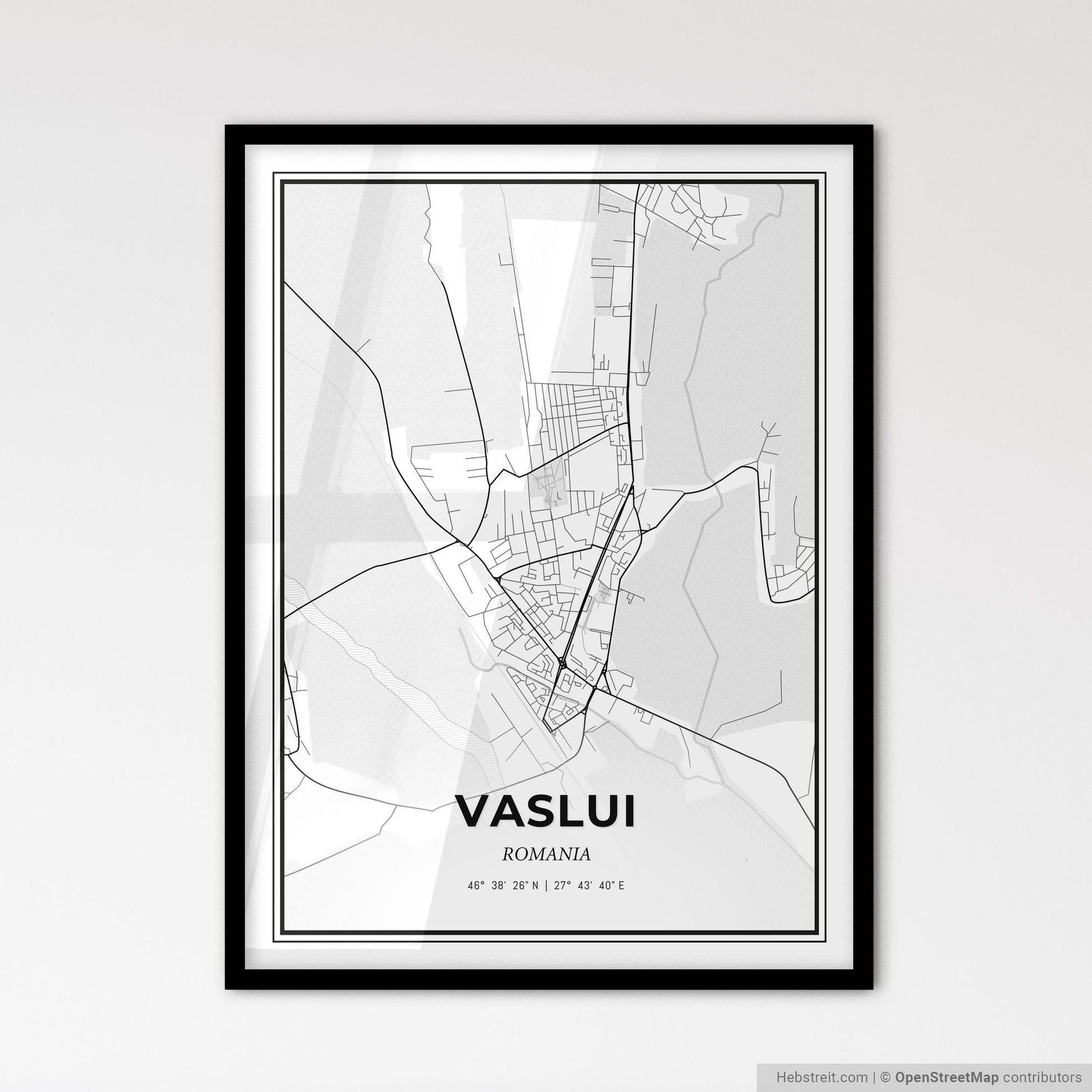 Vaslui Romania - Scandinavian Style City Map for Modern Home Decor
