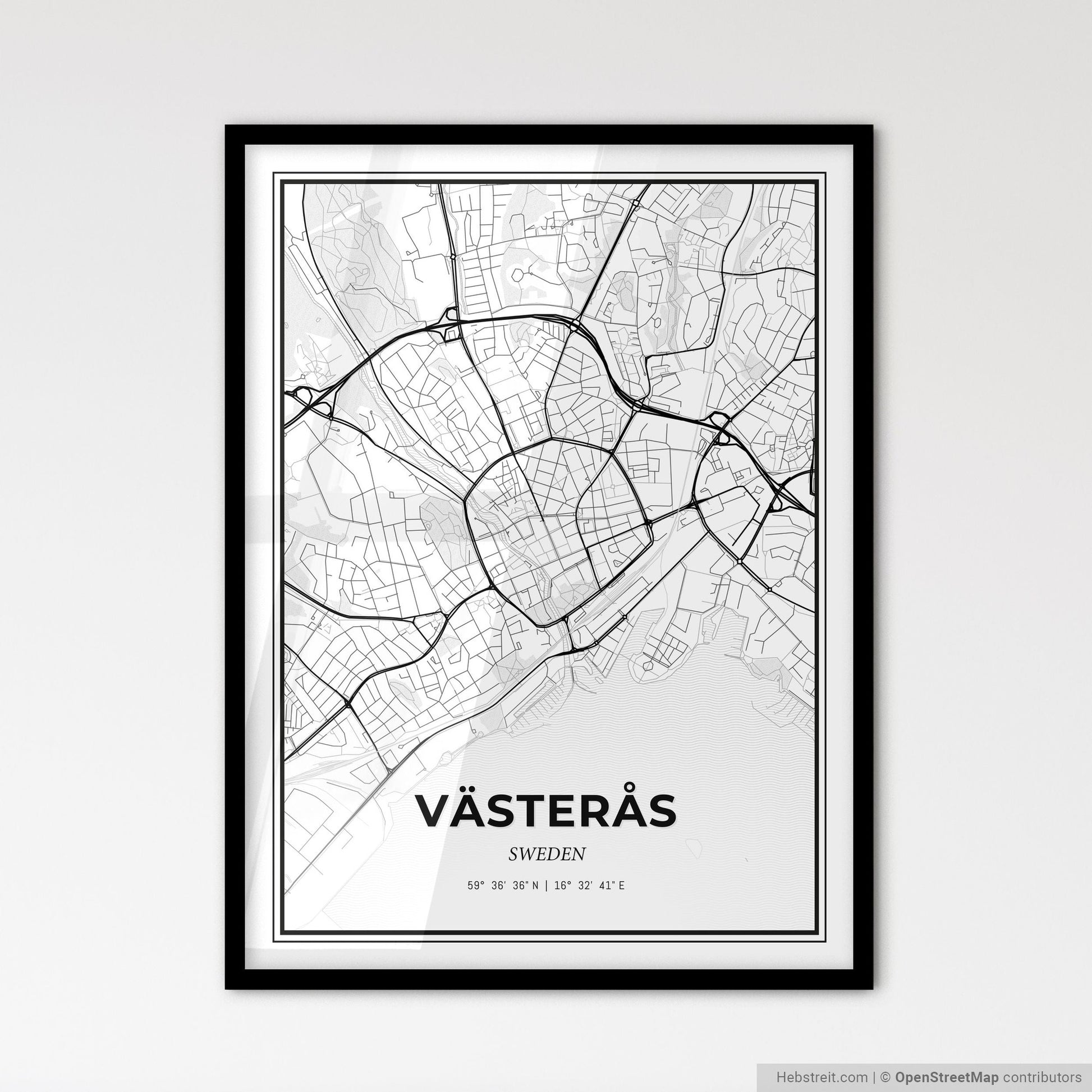Västerås Sweden - Scandinavian Style City Map for Modern Home Decor