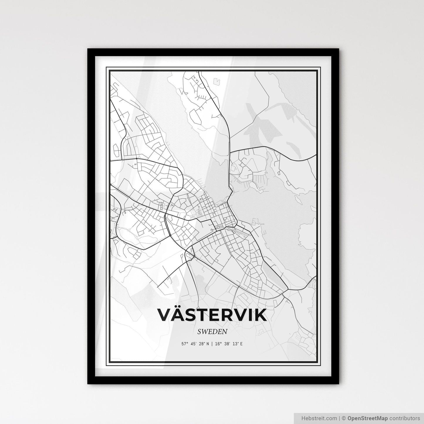 Västervik Sweden - Scandinavian Style City Map for Modern Home Decor