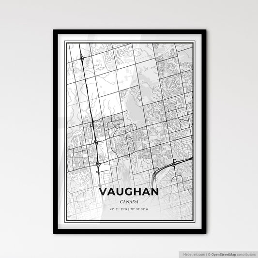 Vaughan Canada - Scandinavian Style City Map for Modern Home Decor