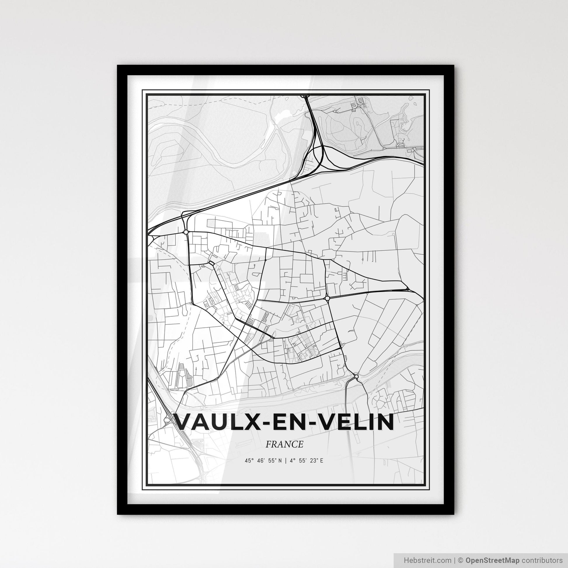Vaulx-en-Velin France - Scandinavian Style City Map for Modern Home Decor