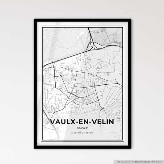 Vaulx-en-Velin France - Scandinavian Style City Map for Modern Home Decor