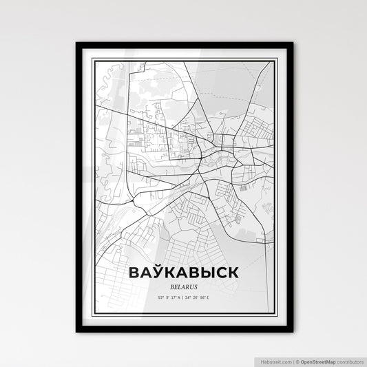 Vawkavysk Belarus - Scandinavian Style City Map for Modern Home Decor