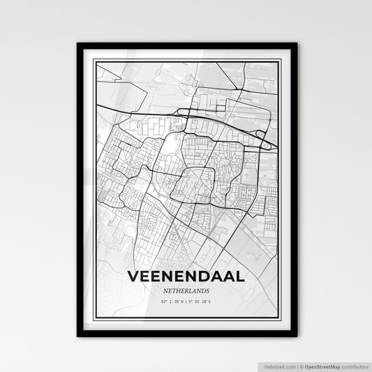 Veenendaal Netherlands - Scandinavian Style City Map for Modern Home Decor