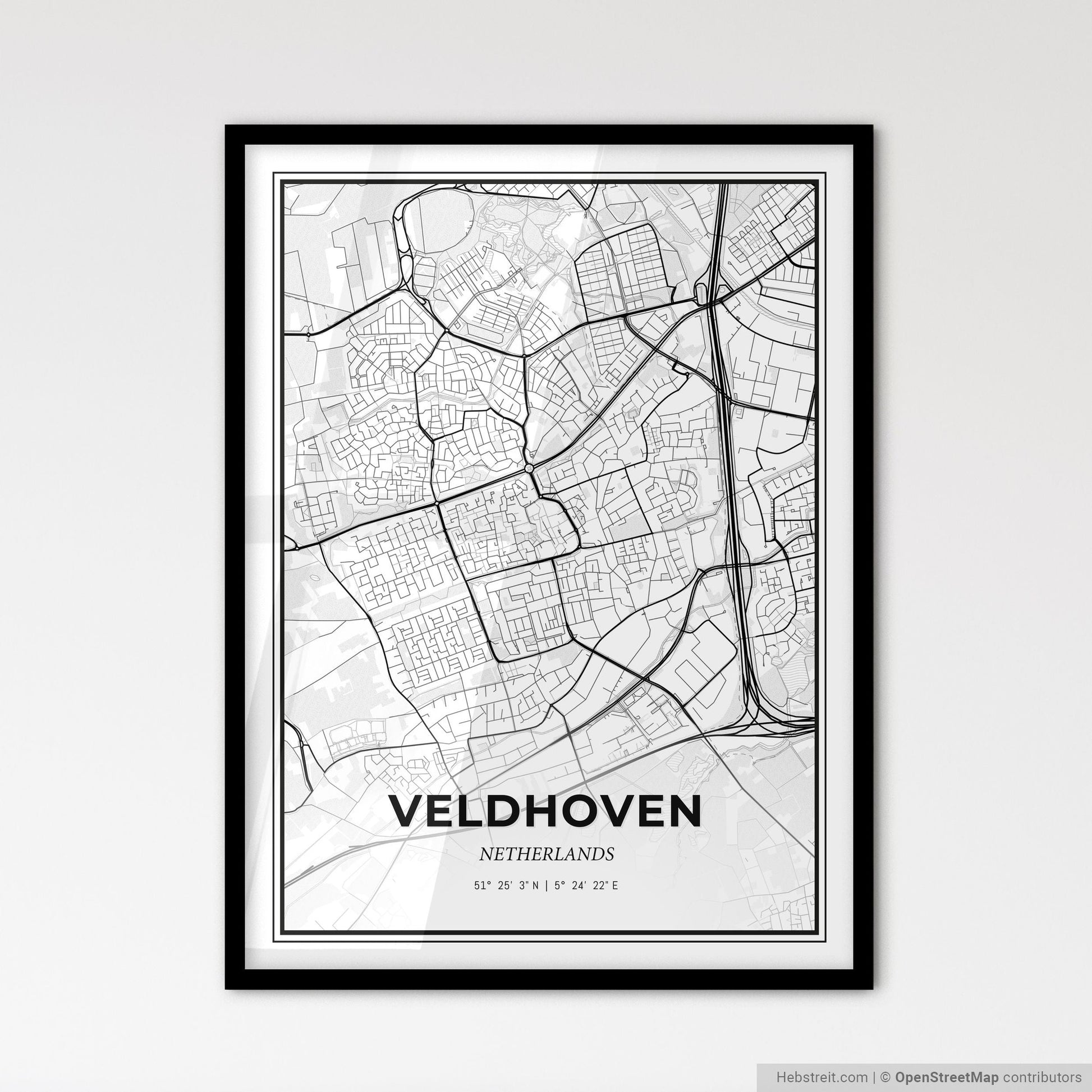 Veldhoven Netherlands - Scandinavian Style City Map for Modern Home Decor