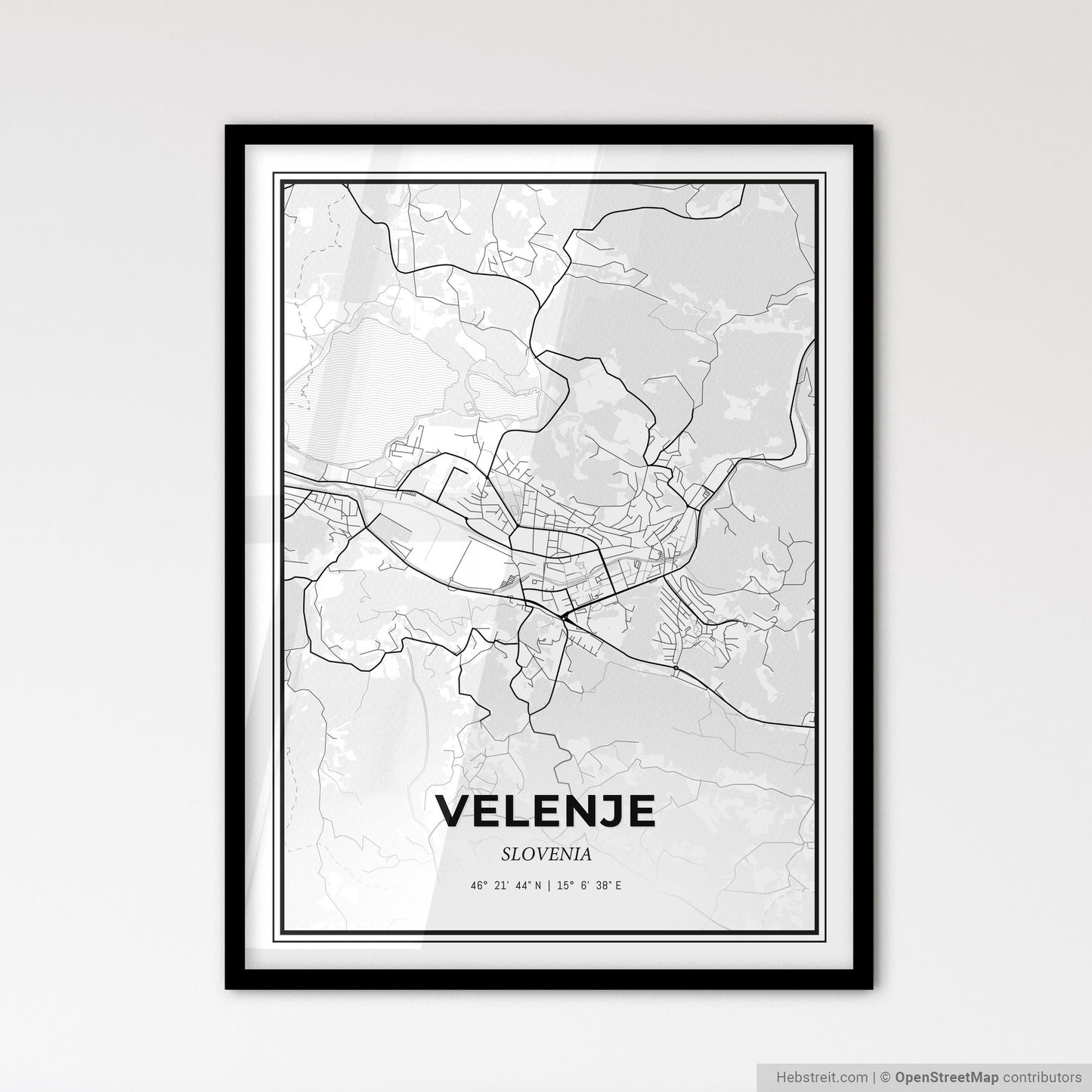 Velenje Slovenia - Scandinavian Style City Map for Modern Home Decor