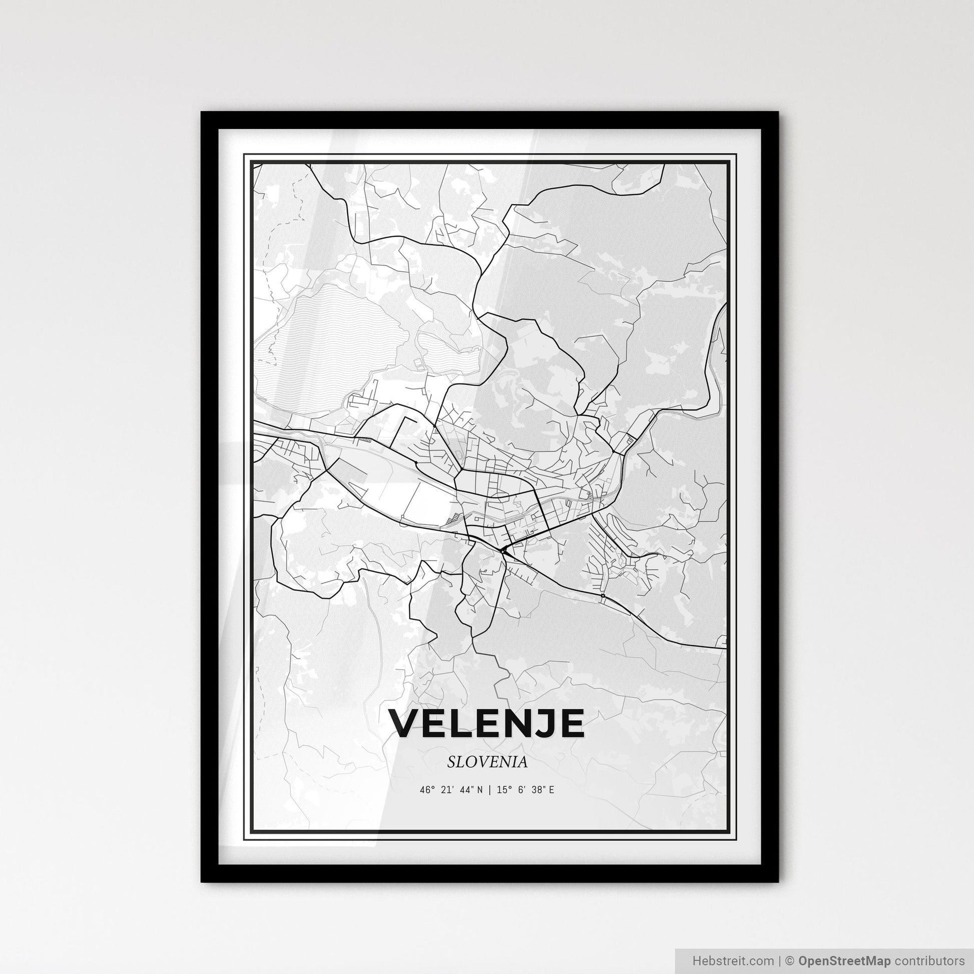 Velenje Slovenia - Scandinavian Style City Map for Modern Home Decor