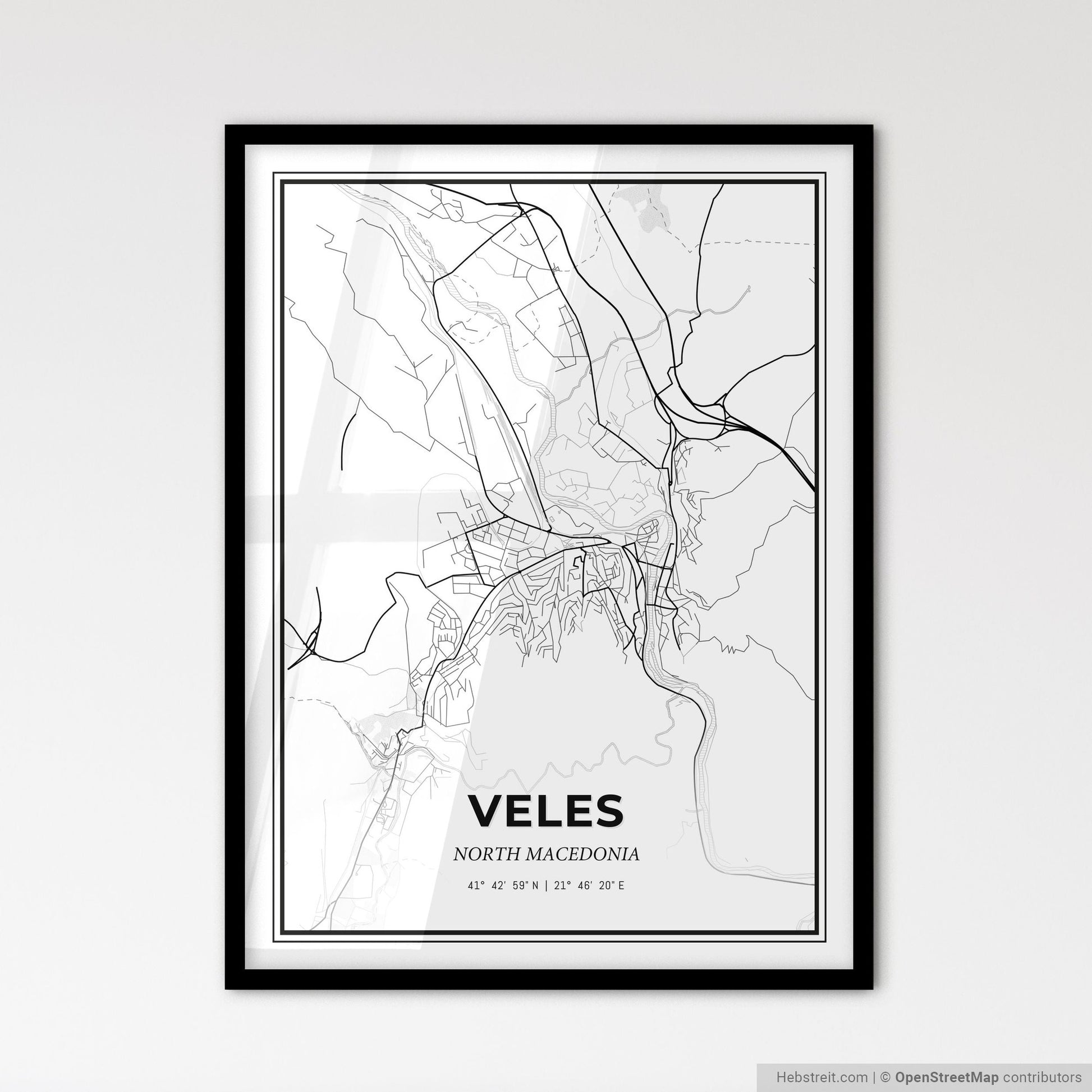 Veles North Macedonia - Scandinavian Style City Map for Modern Home Decor