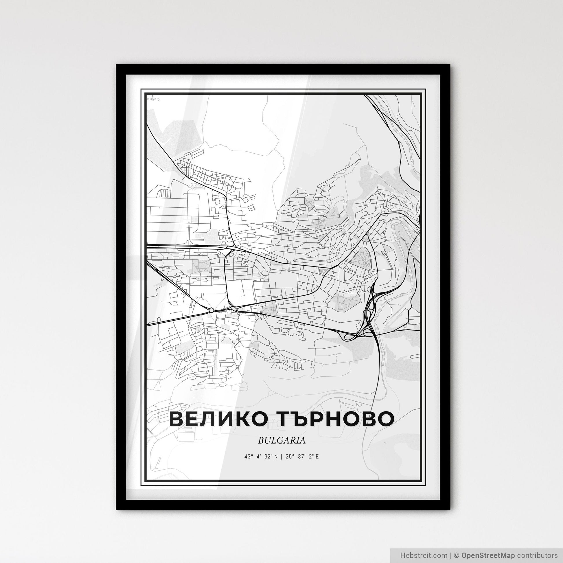 Veliko Tarnovo Bulgaria - Scandinavian Style City Map for Modern Home Decor