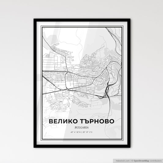 Veliko Tarnovo Bulgaria - Scandinavian Style City Map for Modern Home Decor