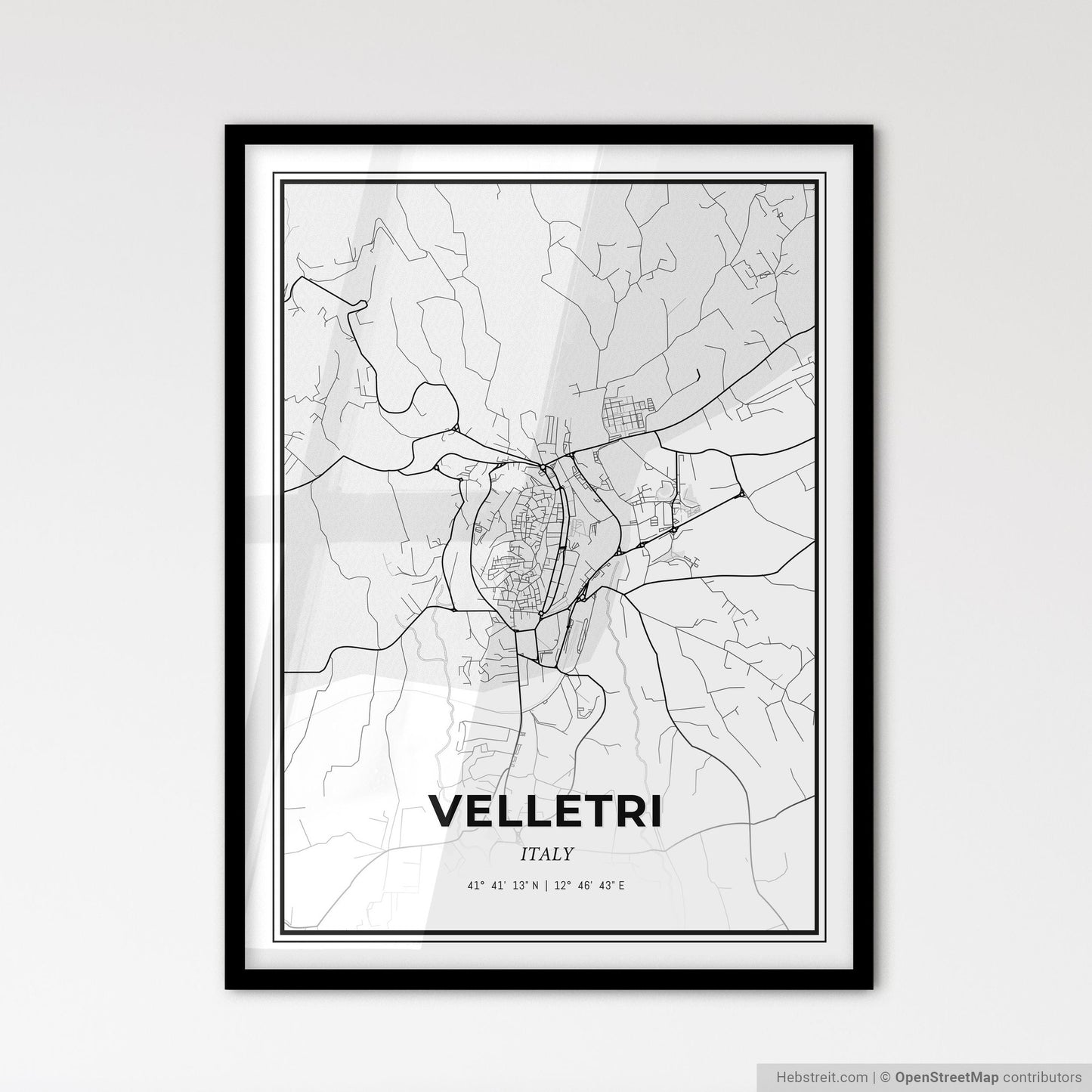 Velletri Italy - Scandinavian Style City Map for Modern Home Decor