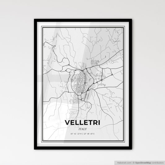 Velletri Italy - Scandinavian Style City Map for Modern Home Decor