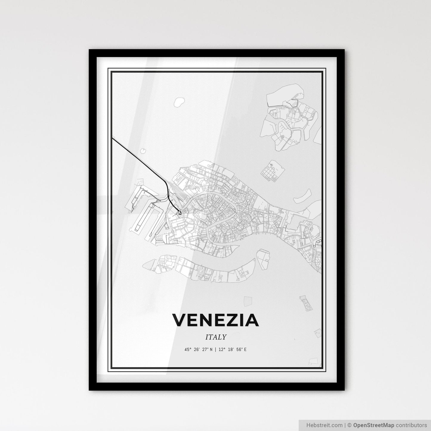 Venice Italy - Scandinavian Style City Map for Modern Home Decor