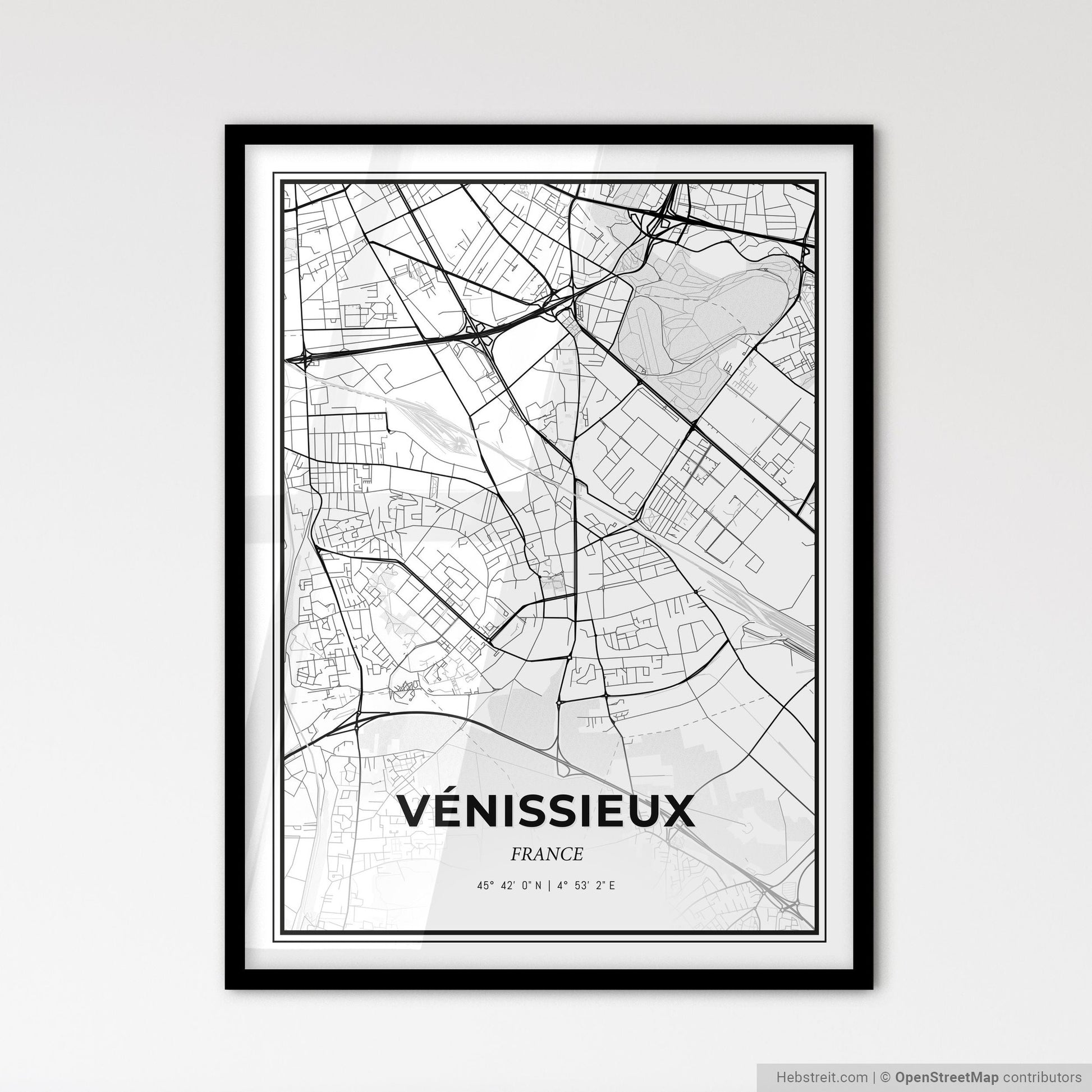 Vénissieux France - Scandinavian Style City Map for Modern Home Decor