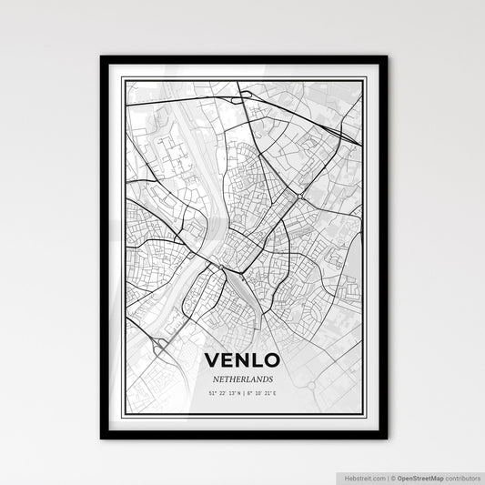 Venlo Netherlands - Scandinavian Style City Map for Modern Home Decor