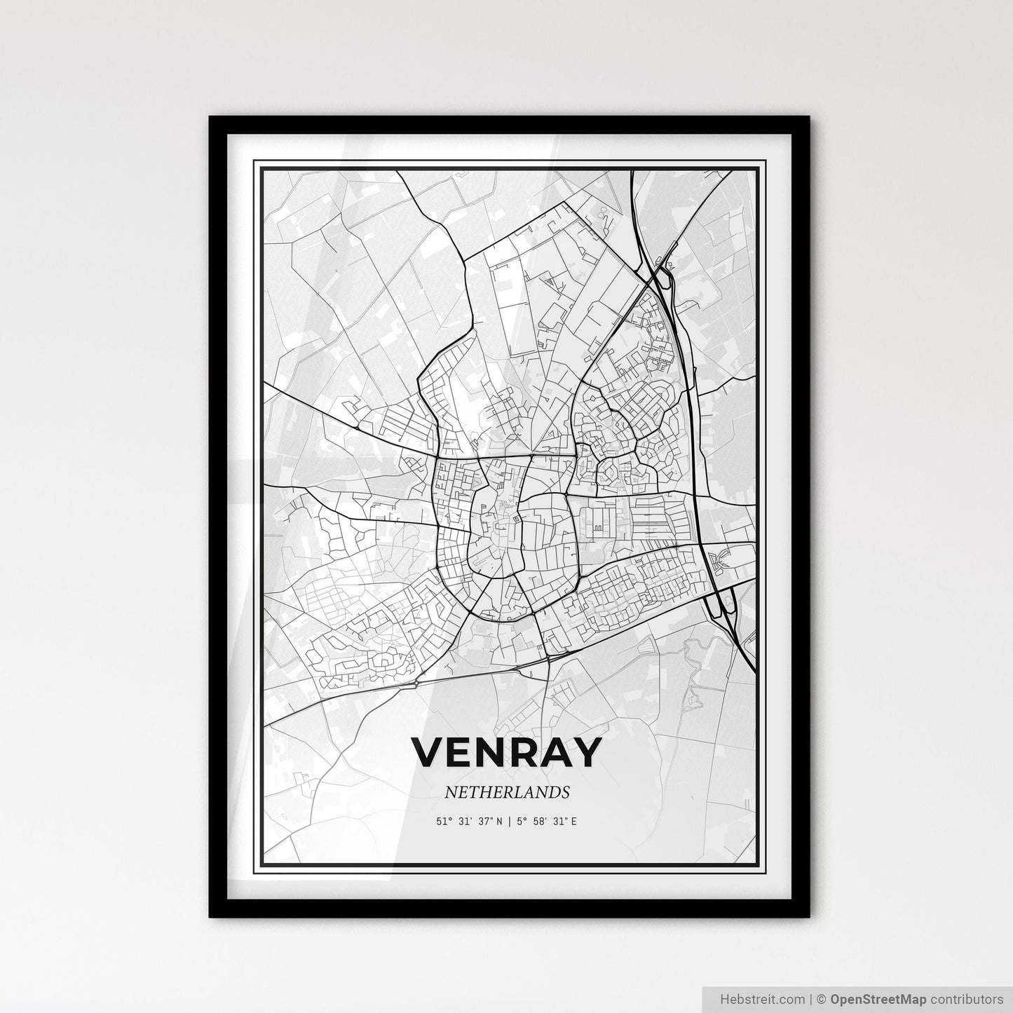 Venray Netherlands - Scandinavian Style City Map for Modern Home Decor