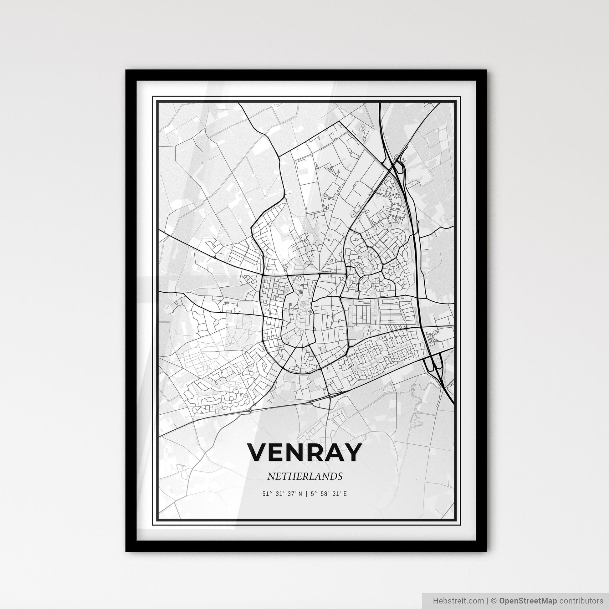 Venray Netherlands - Scandinavian Style City Map for Modern Home Decor