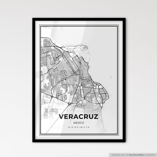 Veracruz Mexico - Scandinavian Style City Map for Modern Home Decor