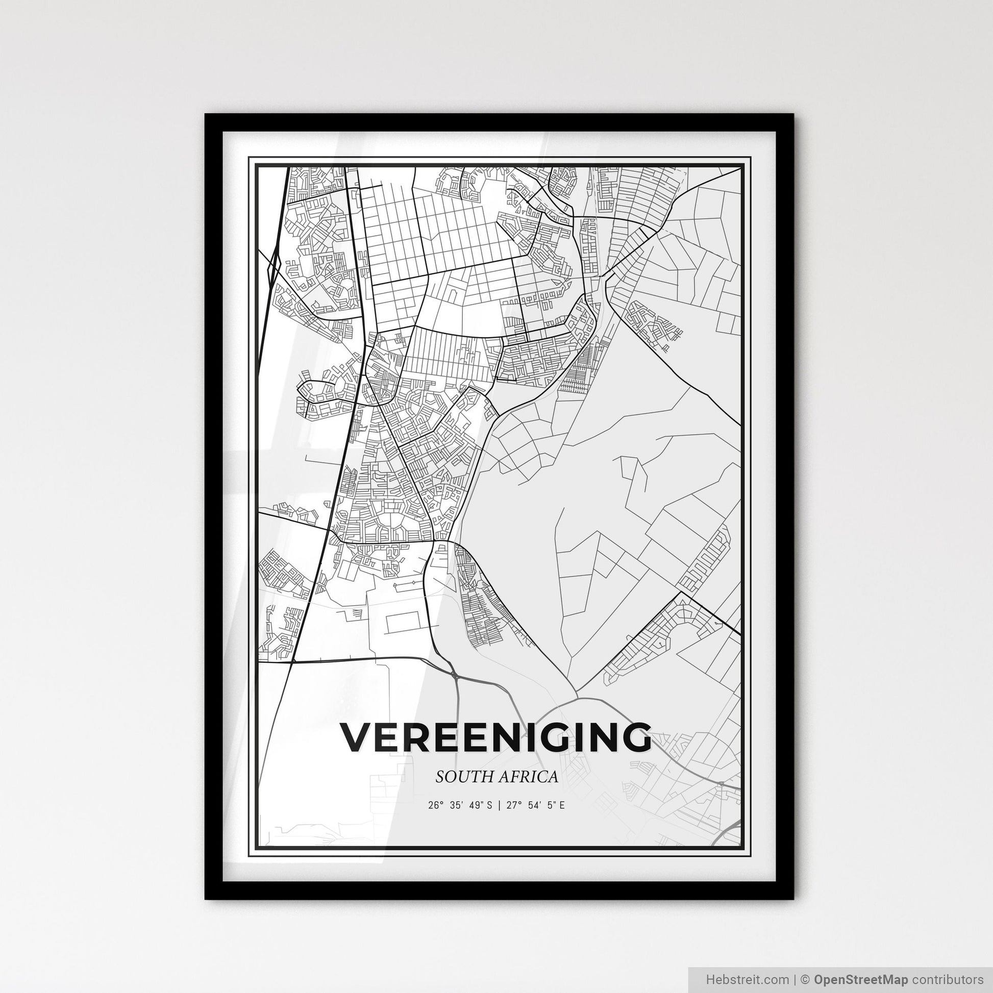 Vereeniging South Africa - Scandinavian Style City Map for Modern Home Decor
