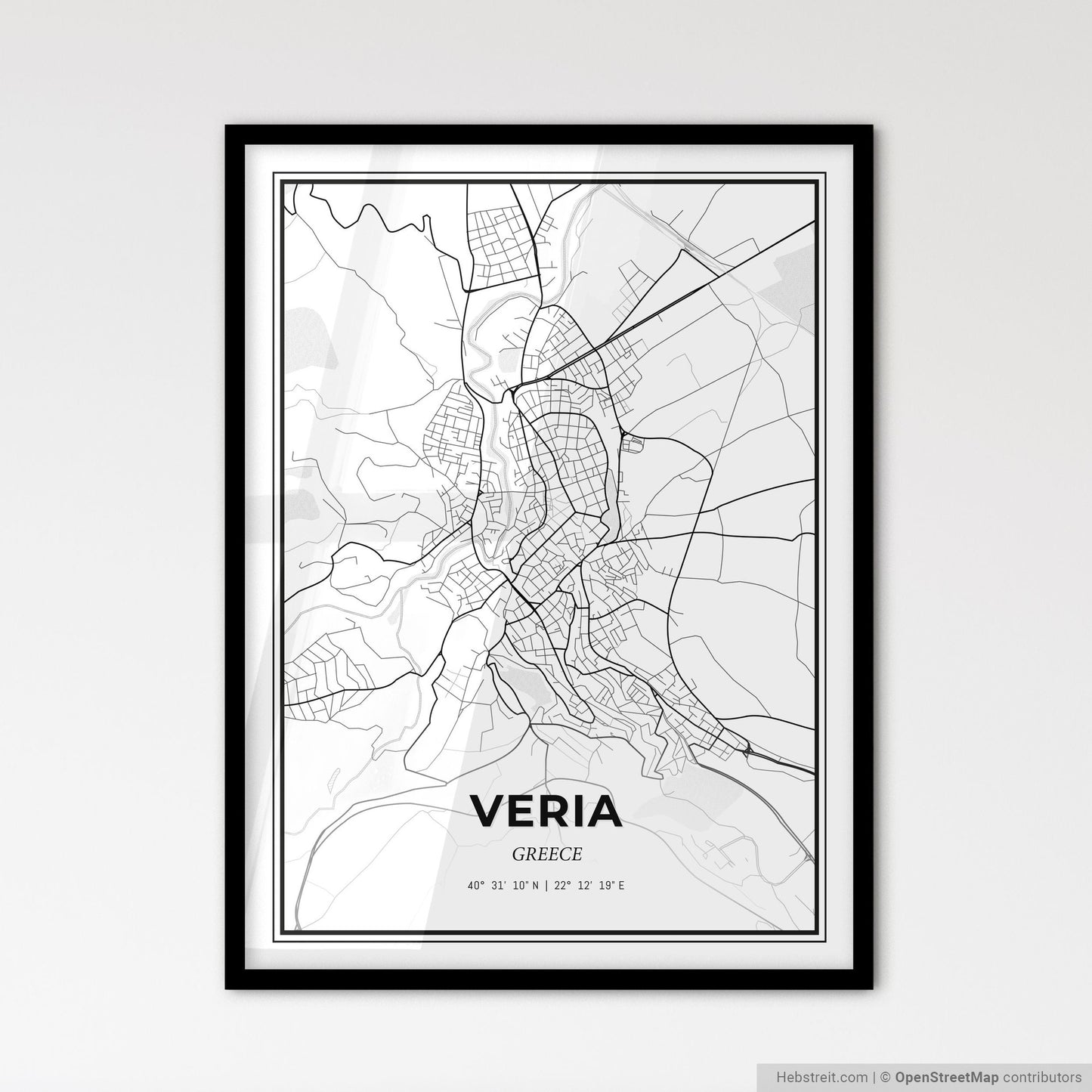 Veria Greece - Scandinavian Style City Map for Modern Home Decor