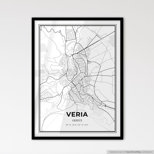 Veria Greece - Scandinavian Style City Map for Modern Home Decor