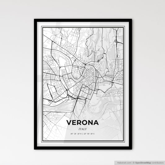 Verona Italy - Scandinavian Style City Map for Modern Home Decor
