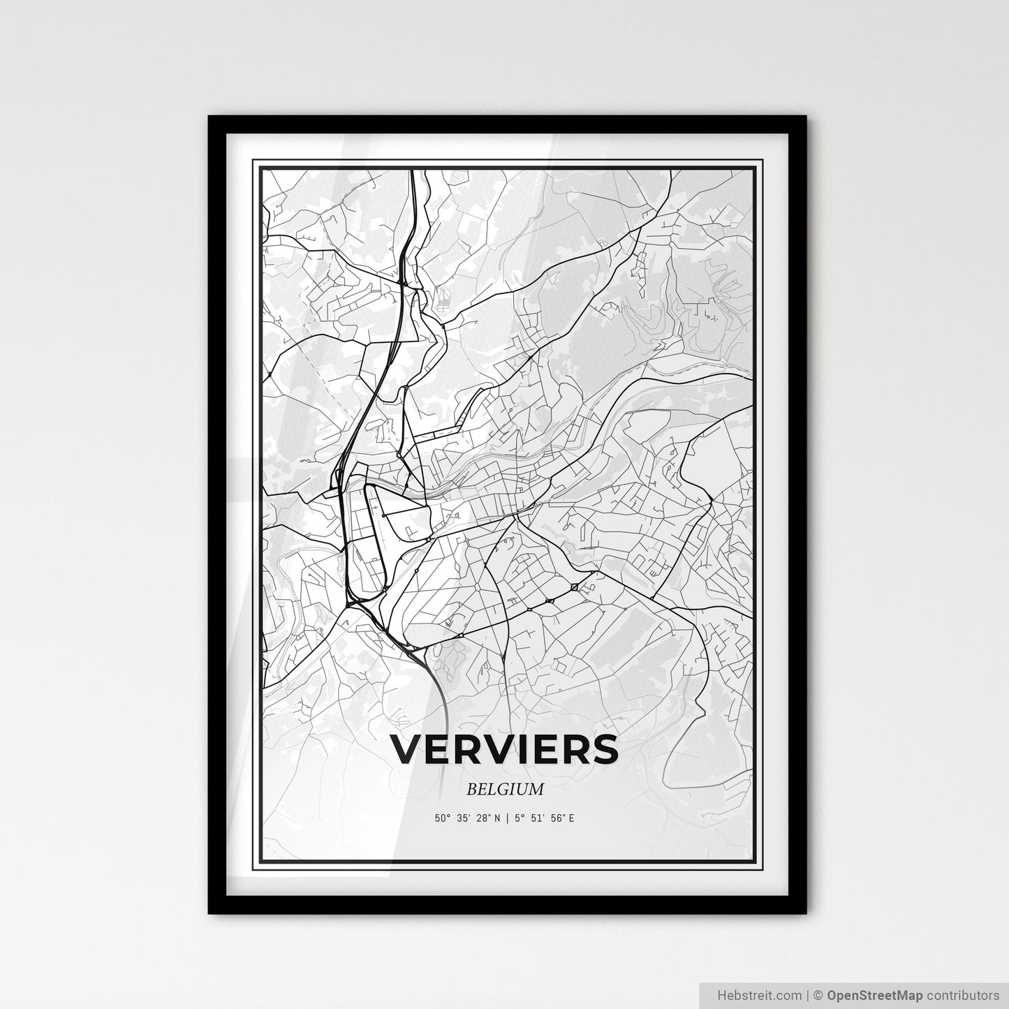 Verviers Belgium - Scandinavian Style City Map for Modern Home Decor