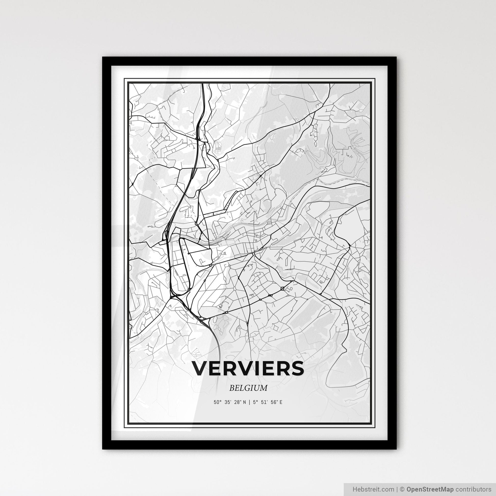 Verviers Belgium - Scandinavian Style City Map for Modern Home Decor