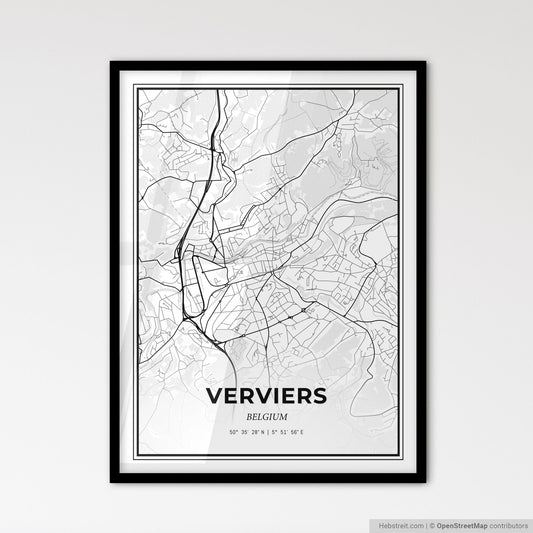 Verviers Belgium - Scandinavian Style City Map for Modern Home Decor