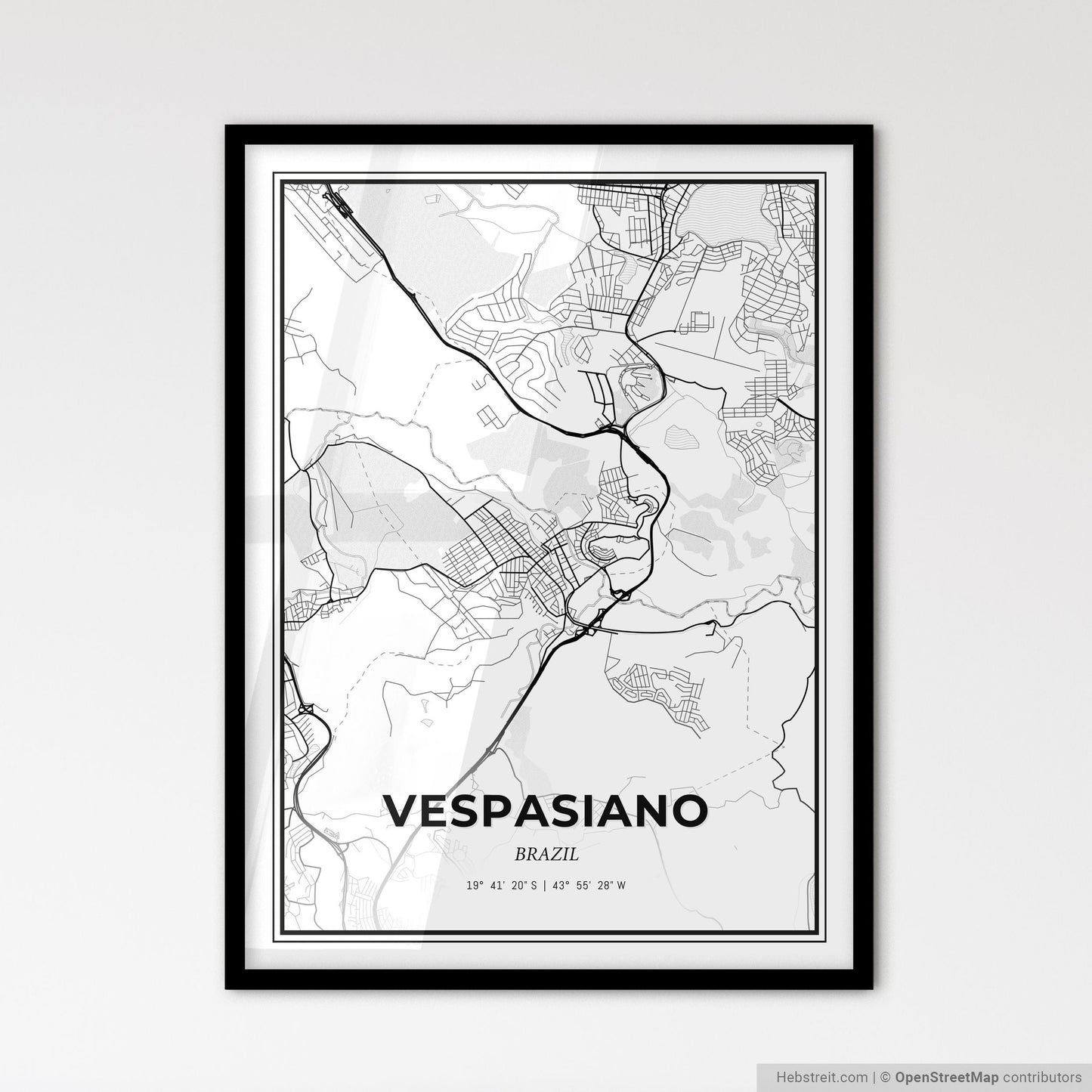 Vespasiano Brazil - Scandinavian Style City Map for Modern Home Decor