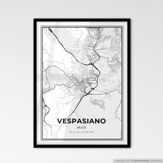 Vespasiano Brazil - Scandinavian Style City Map for Modern Home Decor